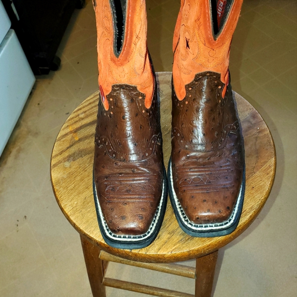 Justin Gypsy square toe ostrich print boots